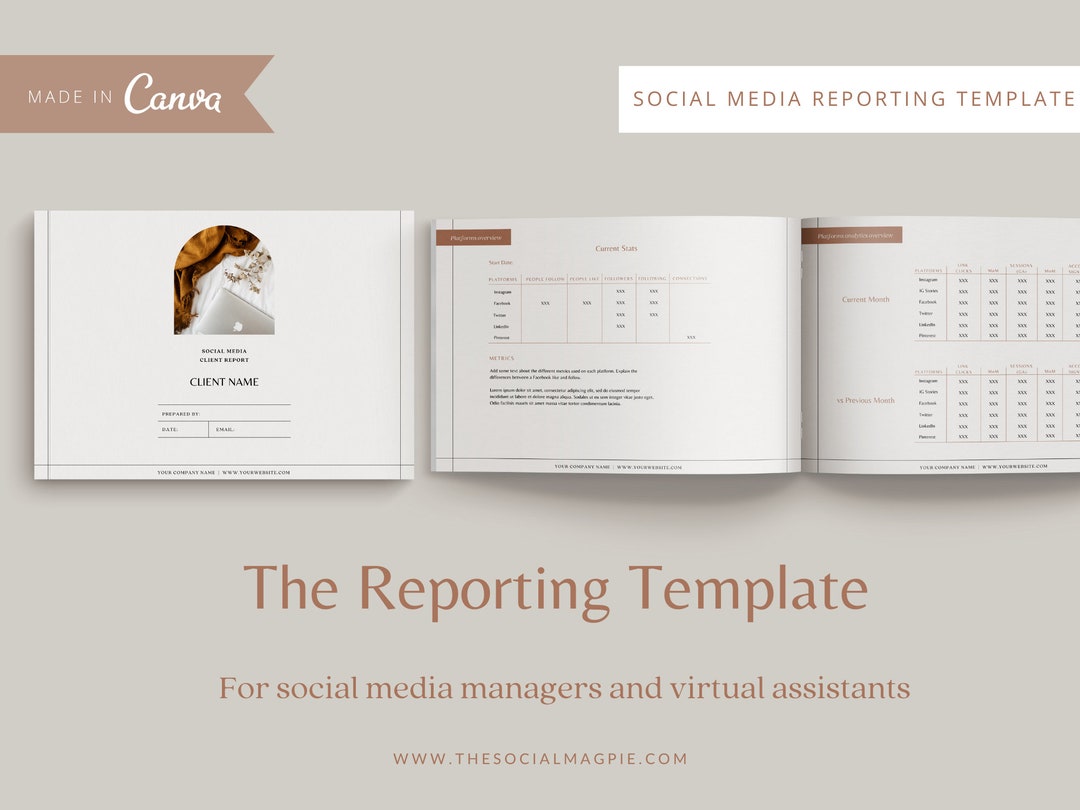 Social Media Analytics Report Template | Canva Editable (PDF Guide) - Etsy
