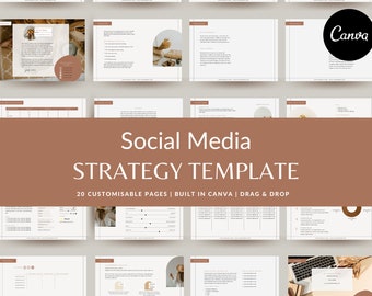 Social Media Strategie Vorlage | Canva Bearbeitbares Design (Digitaler Download)