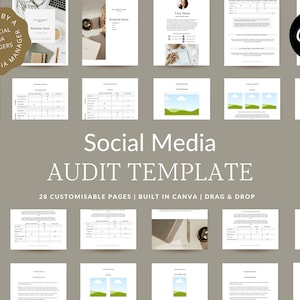 Social Media Audit Template | Canva Template | Digital Download | Social Media Template | Audit Template for Social Media Managers & VAs