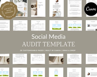 Social Media Audit Template | Canva Template | Digital Download | Social Media Template | Audit Template for Social Media Managers & VAs