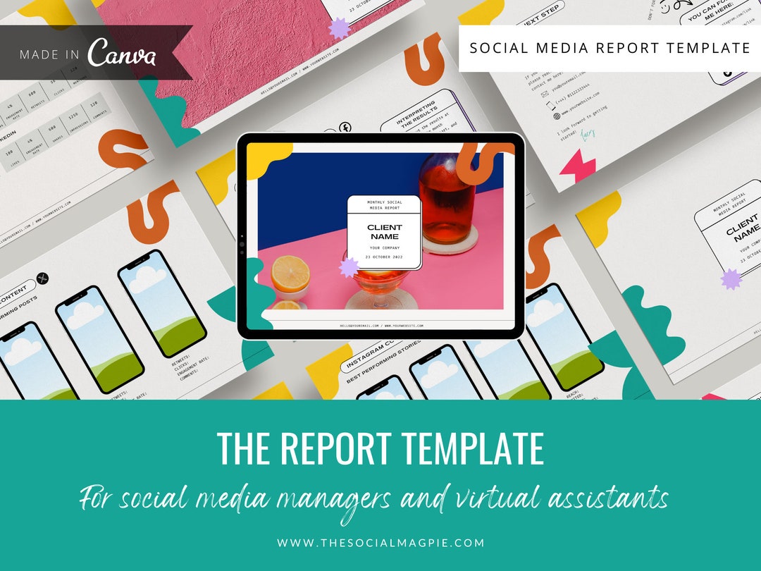 Social Media Analytics Report Template: Canva SMM Tracker - Etsy
