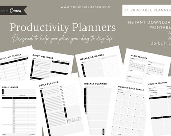 Goal Planner, Goal Setting Worksheet, Planner, Personal Tracker Daily Weekly Monthly Planner, Productivity Planner Printable, Goal Tracker