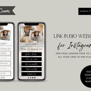 Link In Bio Page, Canva Template, Linktree Alternative, Instagram Link In Bio Template, Landing Page Template, Minimal Modern Canva template