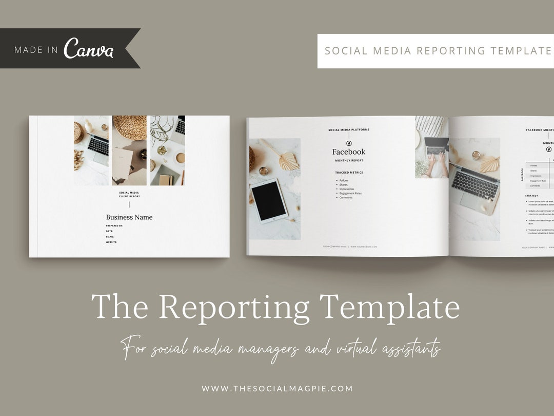 Social Media Analytics Report Template | Canva (PDF Guide) - Etsy