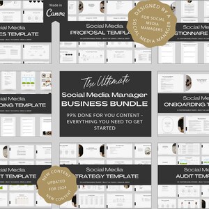 Ultimate Social Media Manager Business Bundle | Social Media Starter Template Kit | Proposal | Services | Strategy | Report | Audit