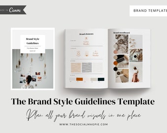 Brand Style Guidelines Template, Canva Brand Board (Digital Download)