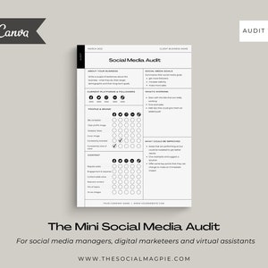Social Media Audit Template, Social Analytics Template, Editable Canva Template, Social Media Manager, Virtual Assistant Business Template