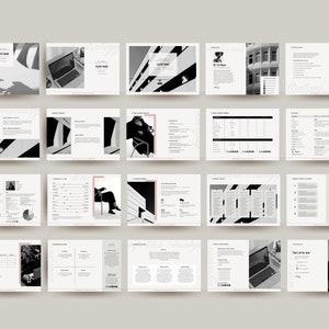 May include: A black and white presentation template with a minimalist design. The template includes a variety of layouts for different types of content, such as text, images, charts, and graphs. The template is perfect for businesses and individuals who want to create professional and visually appealing presentations.