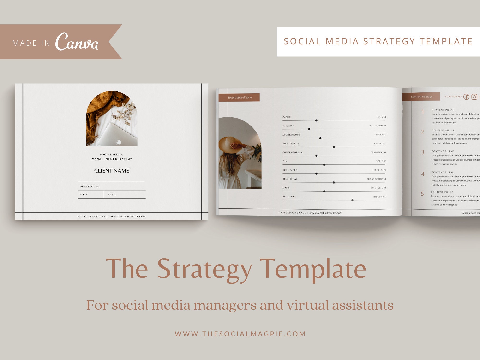 Social Media Strategy Template Canva Editable Template - Etsy UK