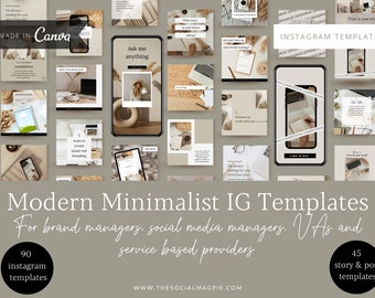 Minimalist Instagram Templates, Modern Canva Posts and Stories (Digital Download)