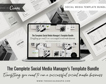 Social Media Manager Template Bundle | Social Media Starter Kit | Strategy | Guide | Report Template | Social Media Audit