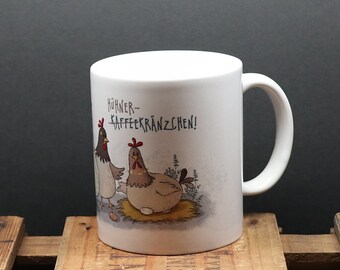 Guten Morgen Kaffeebecher Huhn Kaffeetasse Hahn Tasse Gockel Henne Ei Blumen 