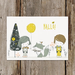 POSTKARTE Hallo! | Grußkarte | drachenfederDesign | Qualifizierte Bestellungen portofrei