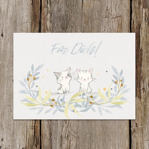 POSTKARTE Für Dich! | Katzen | Grußkarte | drachenfederDesign | Qualifizierte Bestellungen portofrei