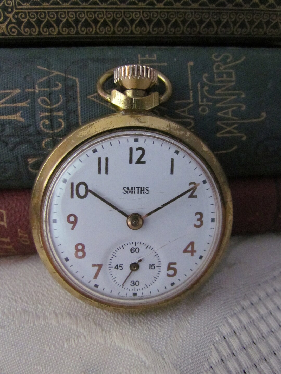 Vintage SMITHS Pocket Watch C1950's Openface With Mechanical Movement