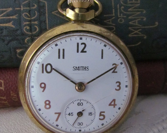 Vintage SMITHS Pocket Watch C1950's Openface With Mechanical Movement