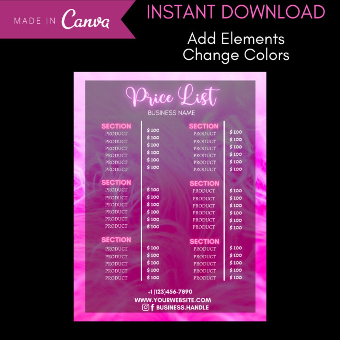 Printable Salon Price List Template, Price Guide, Pricing List ...