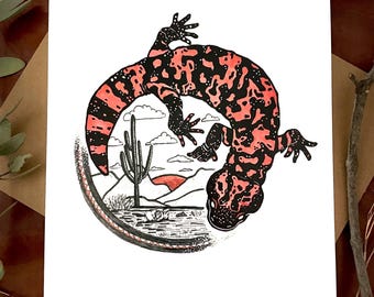 アメリカドクトカゲのポスタープリント - アーティストのサイン入り