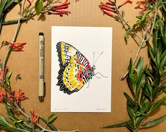 Leopard Lacewing Butterfly Print