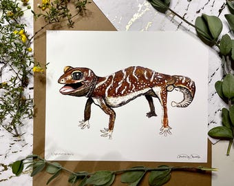 Print met knopstaartgekko