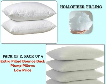 Hotel Quality Pack of 2,4 Pillows Bounce Back Anti Allergic Bedding Plump Pillows