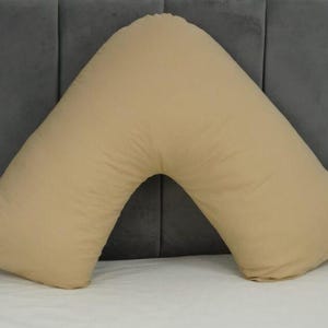 V Shaped Pillowcase Orthopedic Maternity Nursing Back Neck Support Pillow Cover 74x34cm Beige