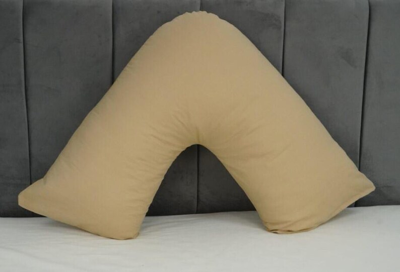V Shaped Pillowcase Orthopedic Maternity Nursing Back Neck Support Pillow Cover 74x34cm Beige