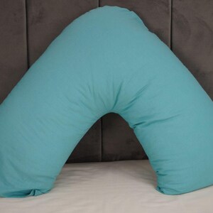 V Shaped Pillowcase Orthopedic Maternity Nursing Back Neck Support Pillow Cover 74x34cm Aqua
