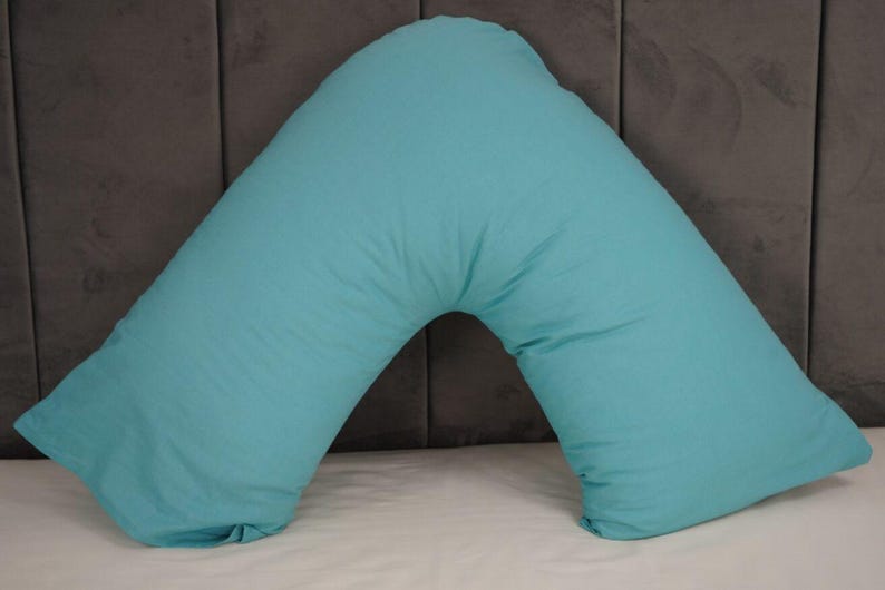 V Shaped Pillowcase Orthopedic Maternity Nursing Back Neck Support Pillow Cover 74x34cm Aqua