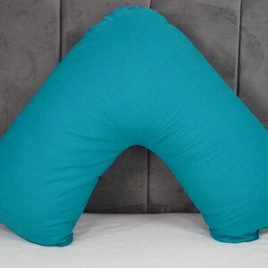 V Shaped Pillowcase Orthopedic Maternity Nursing Back Neck Support Pillow Cover 74x34cm Teal