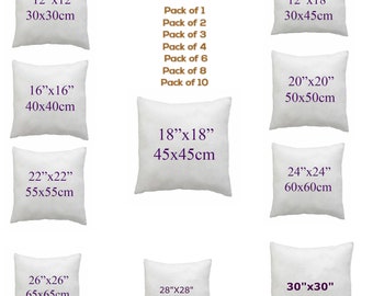 Hollowfibre Cushion Pads Inner Inserts Scatters Filler Square Plum Cushions Pack of 1 to 10