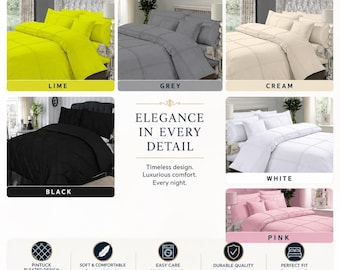 Pintuck Pleated Hamlet Quilt Duvet Cover Bedding Set with Matching Pillowcases Single, Double, King, Super king