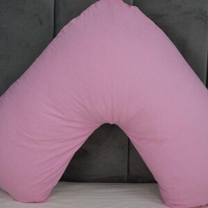 V Shaped Pillowcase Orthopedic Maternity Nursing Back Neck Support Pillow Cover 74x34cm Pink