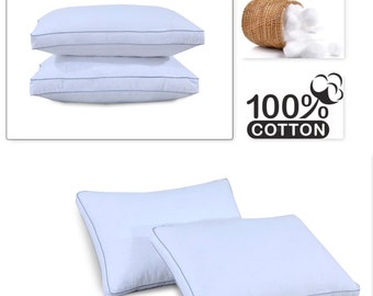 Box Pillow Hollowfiber Filled 100% Cotton Zipped Cover Gusseted Bed Pillows Available In 2 Sizes