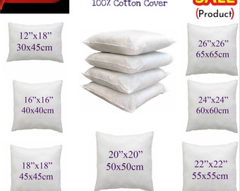 Duck Feather Cushion Pad, inner insert Filler 100% Cotton Super Soft Square Cushions 16'' 18'' 20'' 22'' 24'' 26''