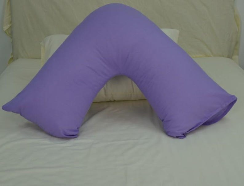 V Shaped Pillowcase Orthopedic Maternity Nursing Back Neck Support Pillow Cover 74x34cm Purple