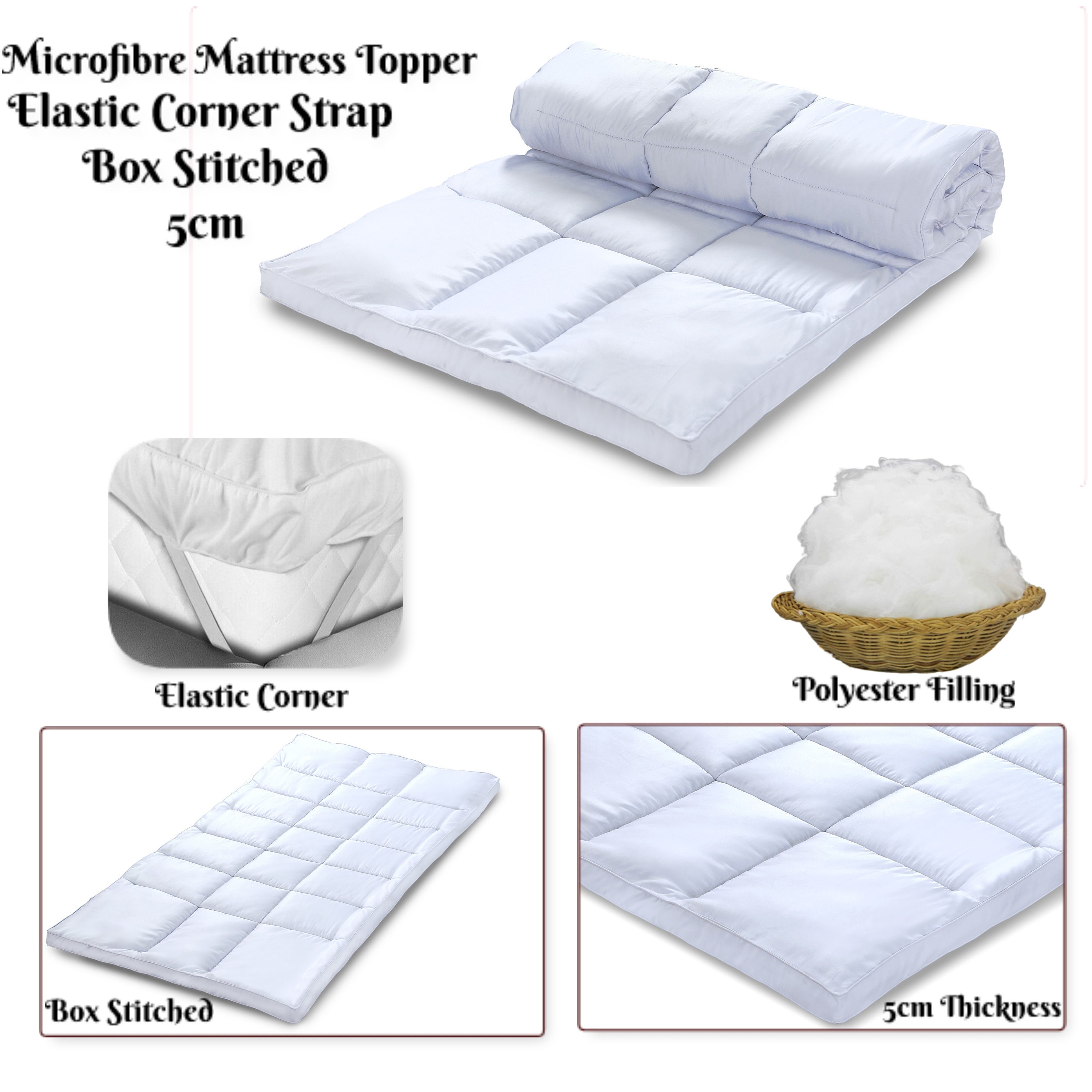 Microfiber Mattress Topper Protector 2/5cm Elastic 