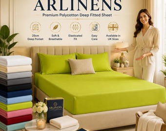 Fitted Sheet Poly Cotton Plain Dyed Elasticated Corner Bed Sheets Non Iron Available All Sizes