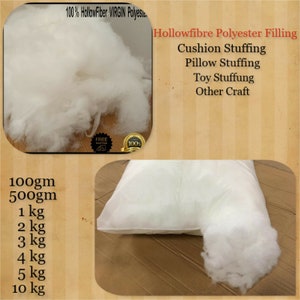 Virgin Hollowfibre Polyester Filling Stuffing for Pillows Cushions Toys Teddy Bear Crafting Sofa Filling