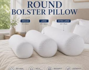 Round Bolster Pillow Hollowfibre  Extra Filled Round Shape Long Cushion Full body Support Round Pillow