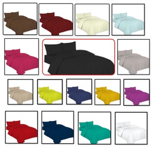 Polycotton Plain Dyed Duvet Quilt Cover Bedding Set with Matching Pillowcases Single ,Double, King, Super King
