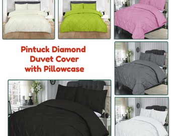 Pintuck Diamond Duvet Cover Bedding Set with Matching Pillowcases 100% Polycotton In all Sizes.