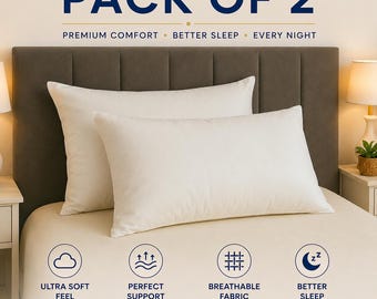Hotel Quality Pack of 2,4 Pillows Bounce Back Anti Allergic Bedding Plump Pillows