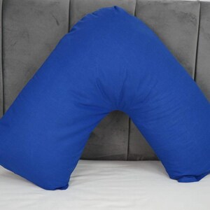 V Shaped Pillowcase Orthopedic Maternity Nursing Back Neck Support Pillow Cover 74x34cm Royal Blue