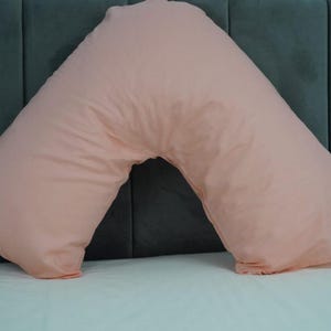 V Shaped Pillowcase Orthopedic Maternity Nursing Back Neck Support Pillow Cover 74x34cm Peach