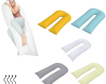 Hollowfibre 9FT U Shaped Pillow with Free Pillowcase Maternity Pregnancy Pain Relief Body Support Pillow In Attractive 5 Colours