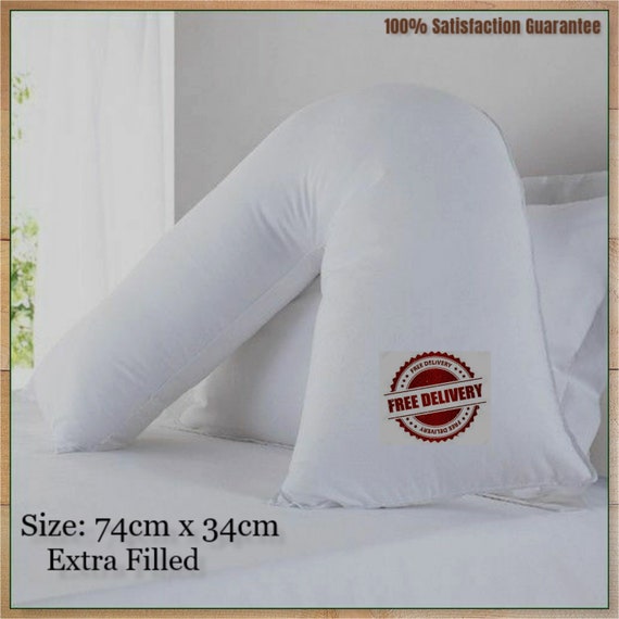 Hollow Fibre V Shaped Pillow Extra Filled Head Neck Back Body Orthopaedic  Pregnancy Maternity Support -  Canada