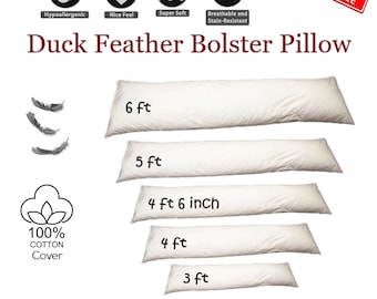 Duck Feather And Down Bolster Pillow Extra Filled Pregnancy Maternity Full Body Support Pillows