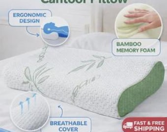 Contoor Pillow Bamboo Memory Foam Orthopedic Back, Neck Shoulder Support Pillow 40cmX60cm