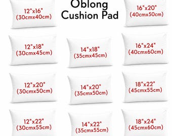 Oblong Cushion Pad Rectangular Shape Hollowfiber Cushions Inserts Inners Scatter Filler Multiple Sizes